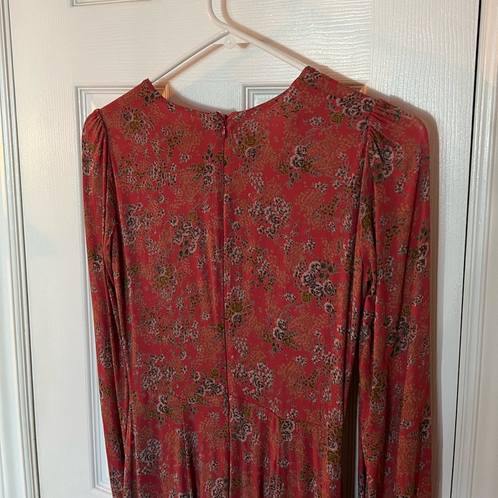 Reformation Red Floral Long Sleeve Dress - Picture 4 of 6